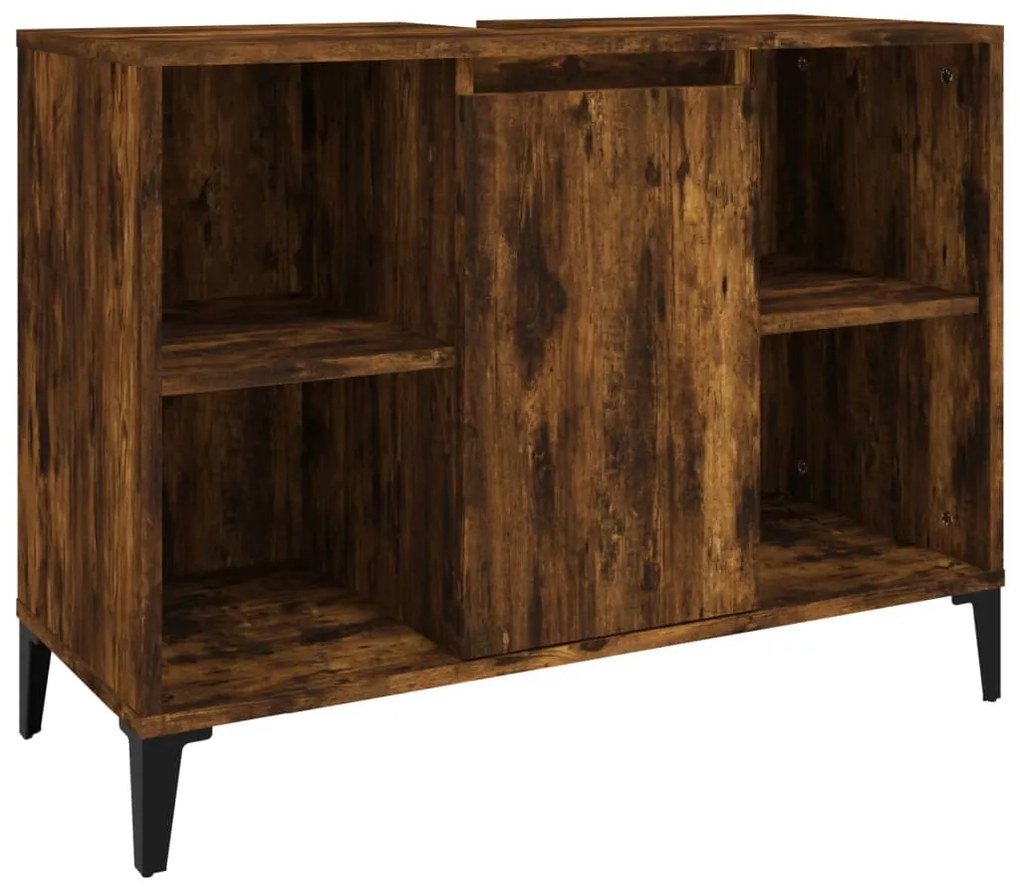 821297 vidaXL Шкаф за мивка, опушен дъб, 80x33x60 см, инженерно дърво