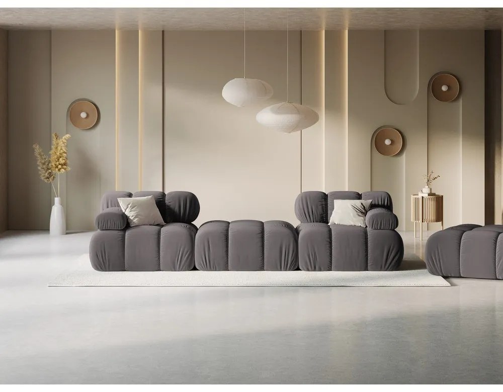 Тъмносив ъглов диван от кадифе Bellis - Micadoni Home