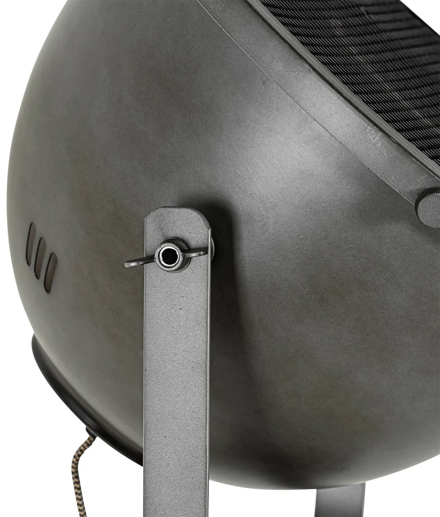 Индустриална подова лампа триножник стомана с дърво наклонена - Emado