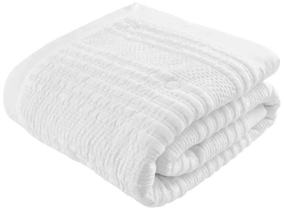 Бяла ватирана покривка за двойно легло 220x220 cm Lennon Stripe - Catherine Lansfield