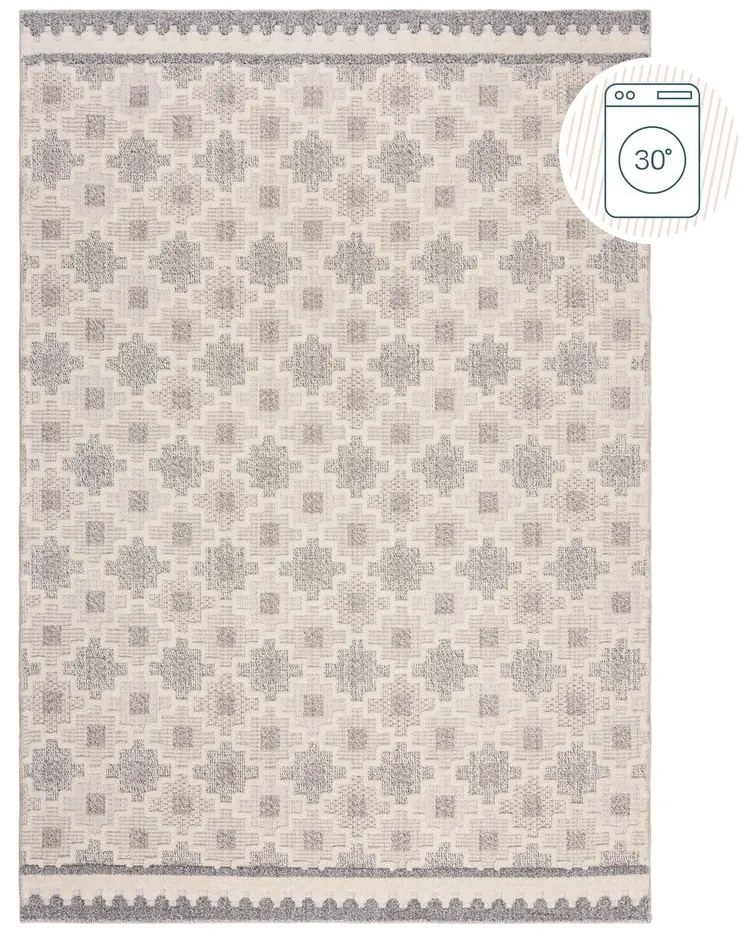 Сиво-бежов килим подходящ за пране 155x230 cm Graysen – Flair Rugs