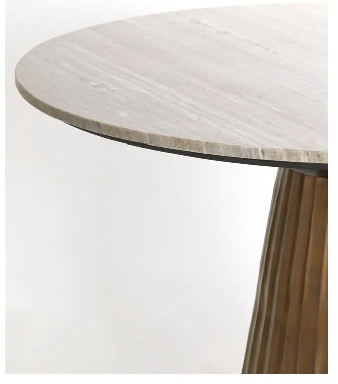 Кръгла маса за хранене в бронзов и естествен цвят с мраморен плот ø 100 cm Rianne - Light &amp; Living