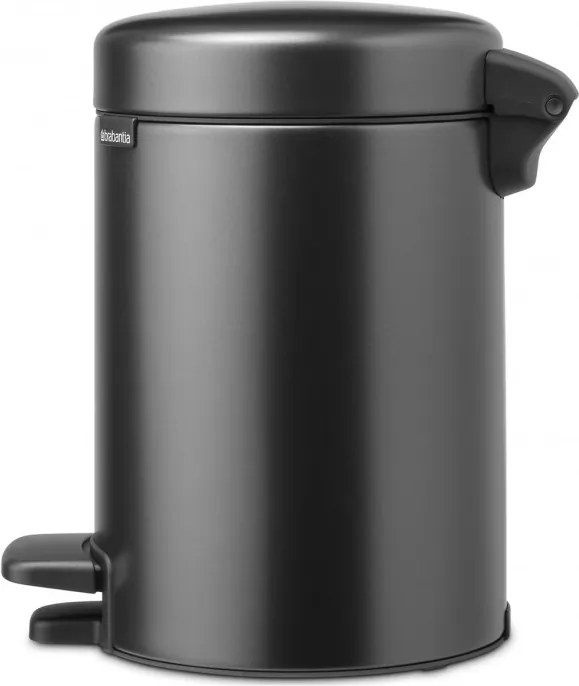 Кош за боклук с педал Brabantia NewIcon 1008834, 3 л, Плавно затваряне, Противоплъзгаща основа, Тъмносив