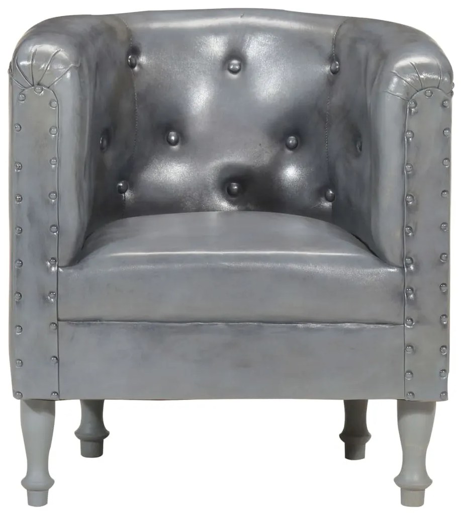 286594 vidaXL Фотьойл, сив, естествена кожа