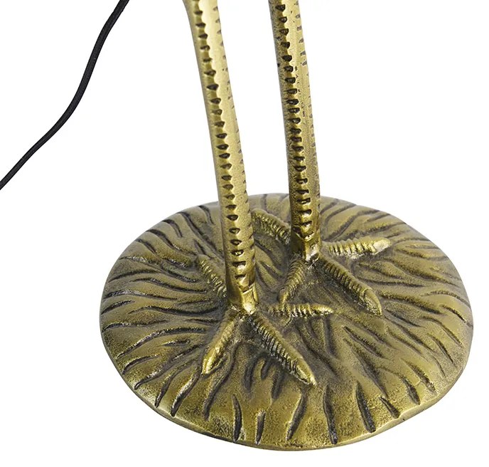 Винтидж подова лампа месинг текстилен абажур черен - Animal Crane