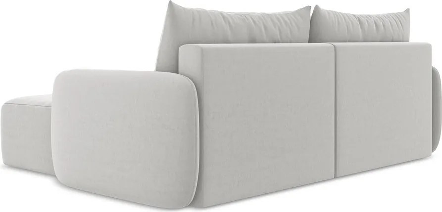 Светлосив кадифен сгъваем/с място за съхранение ъглов диван (десен ъгъл) Kalena – Makamii