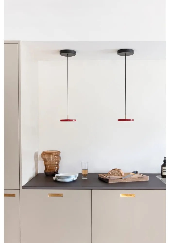 Червено LED висящо осветително тяло с метален абажур ø 15 cm Asteria Micro – UMAGE