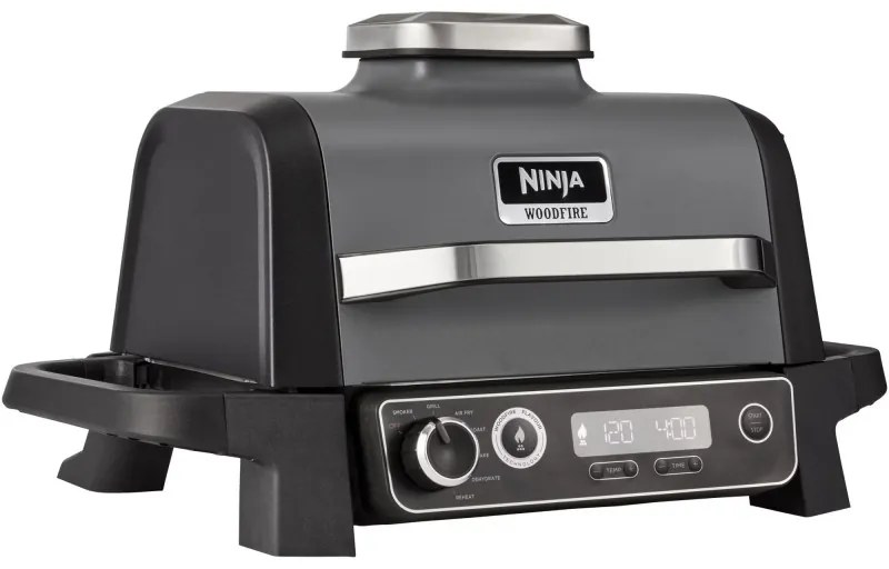Електрическа скара опушвач Ninja OG701EU, 2400W, До 260C, Вътрепно аминово керамично покритие, Woodfire, Сив