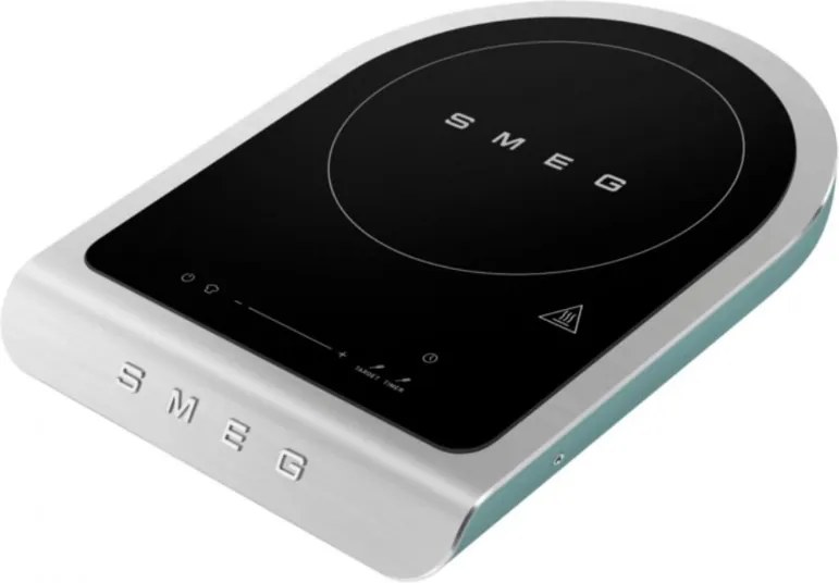 Преносим индукционен котлон Smeg PIC01EGMEU, 2100 W, Керамично стъкло, Таймер, LED дисплей, Изумрудено зелено