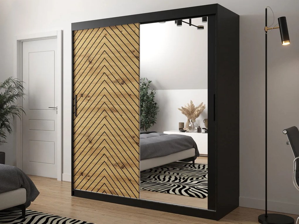 Плъзгащ се гардероб Jodelka с Огледало-Mauro-Artisan--Дължина: 180 cm