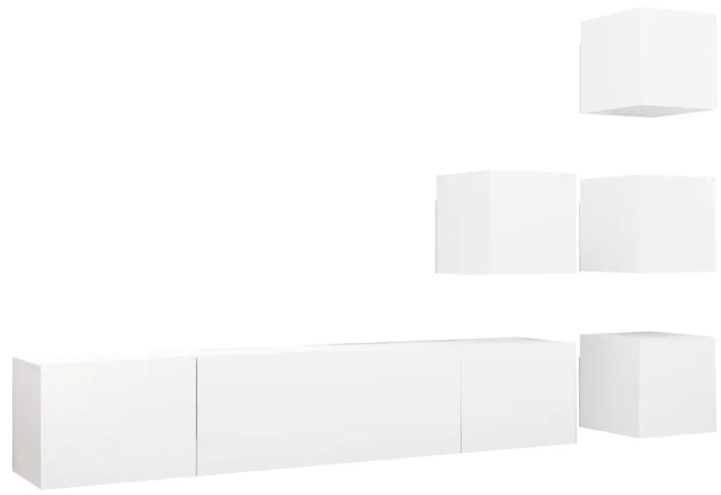 3078721 vidaXL Комплект ТВ шкафове от 6 части, бял, инженерно дърво