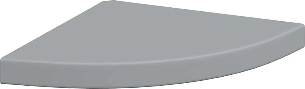 323922 vidaXL Окачен ъглов рафт, сив гланц, 35x35x3,8 см, МДФ