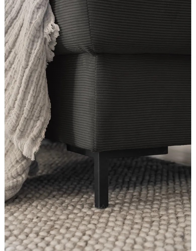 Тъмносив разтегателен ъглов диван от рипсено кадифе (десен ъгъл) Lofty Lilly – Miuform