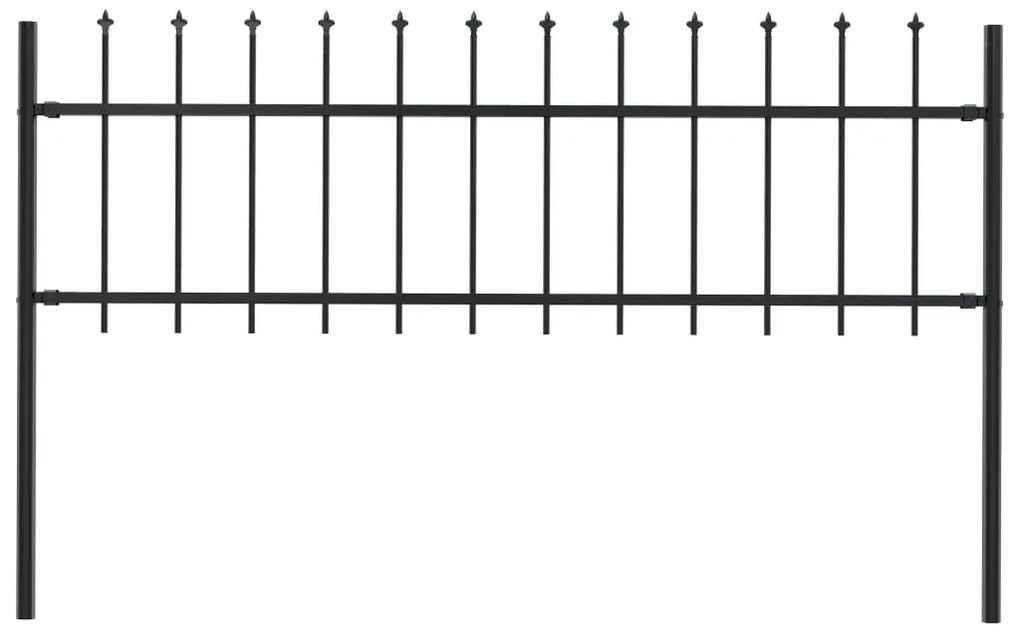 Sonata Градинска ограда с пики, стомана, 1,7 x 0,6 м, черна