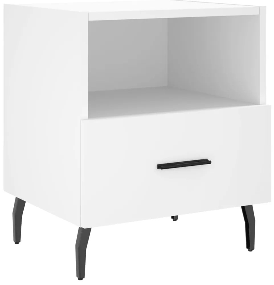 827468 vidaXL Нощно шкафче, бяло, 40x35x47,5 см, инженерно дърво