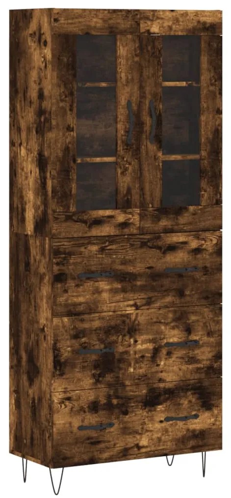 3198438 vidaXL Висок шкаф, опушен дъб, 69,5x34x180 см, инженерно дърво