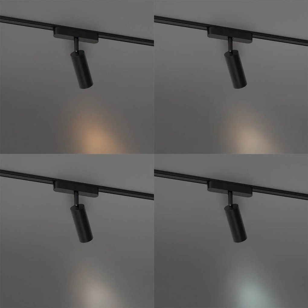 Модерен черен прожектор за 1-фазова релсова система 4.5W 3000K - Магнитен Самсон