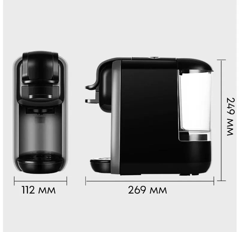 Еспресо машина ZEPHYR ZP 1171 L, За капсули и мляно кафе 3в1, 1450W, 19 бара, Черен