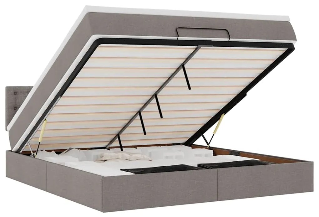 3312496 vidaXL Османска легло с матрак и LED, таупе, 180x200 см, плат