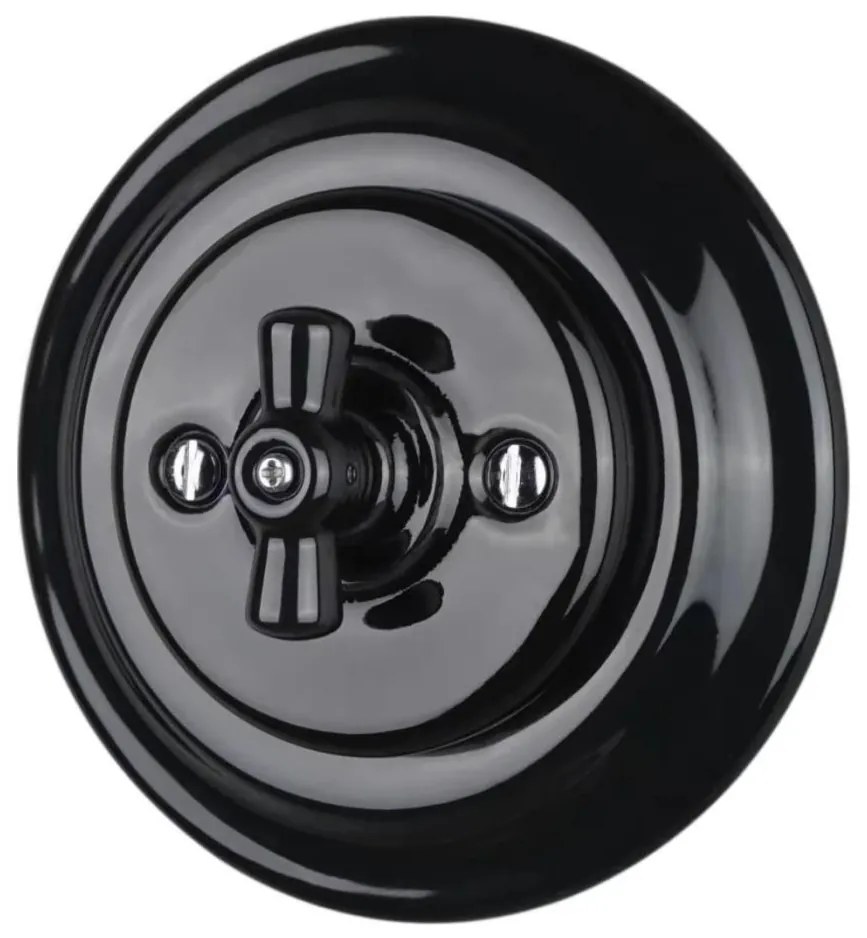 Bohemia-Design - Порцеланов ретро въртящ се ключ с рамка № 7, черен