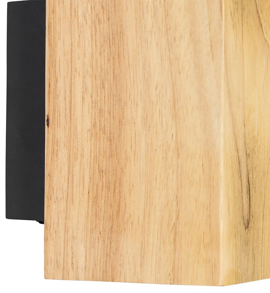 Рустикална стенна лампа дърво квадратна 2-светлина - Sandy