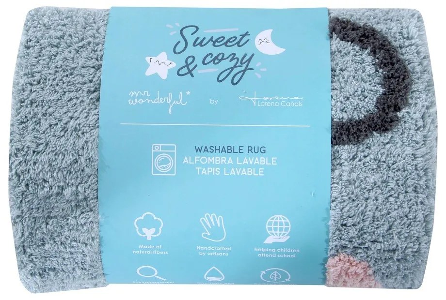 Син ръчно изработен памучен детски килим подходящ за пране ø100 cm Big Big World – Lorena Canals