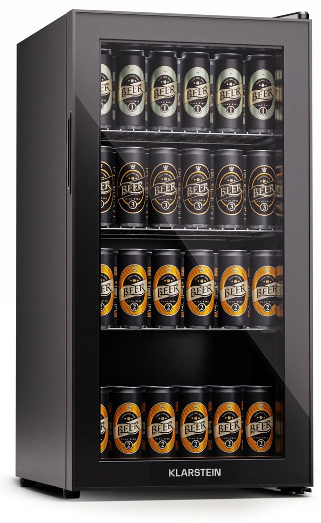 Klarstein Beersafe 74 Slim, хладилник, 74 литра, 3 рафта, панорамна стъклена врата