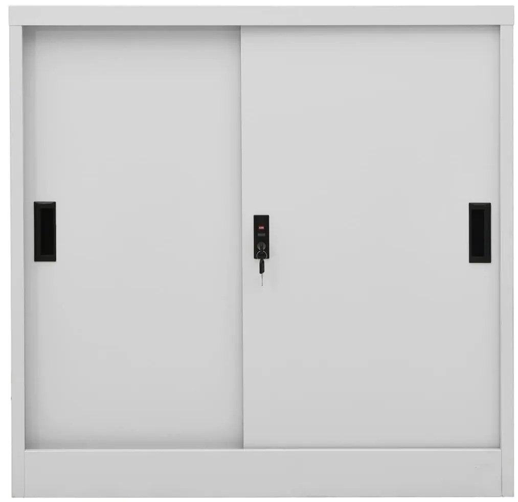 335951 vidaXL Офис шкаф с плъзгаща се врата, светлосив, 90x40x90 см, стомана
