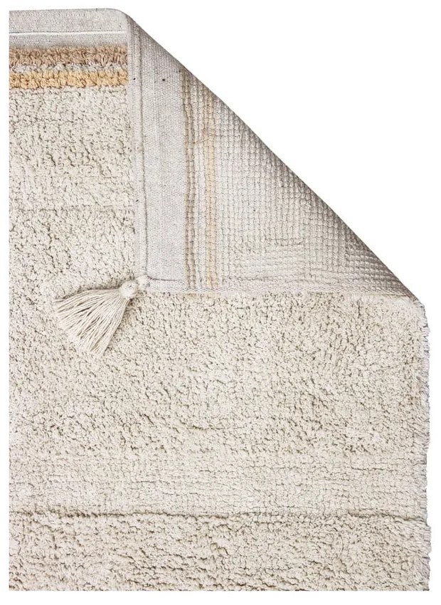 Кремав ръчно изработен памучен килим подходящ за пране 90x130 cm Bloom Natural – Lorena Canals