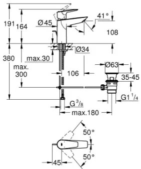 Кран за мивка Medium Grohe BauEdge