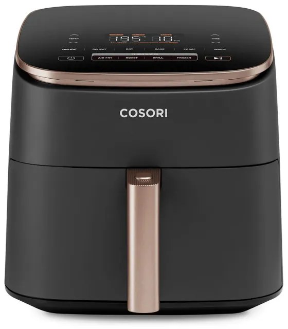 Фритюрник с горещ въздух Cosori TurboBlaze CAF-DC602, 1725 W, 6 л, 9 програми, 360° циркулация, Таймер, Черен