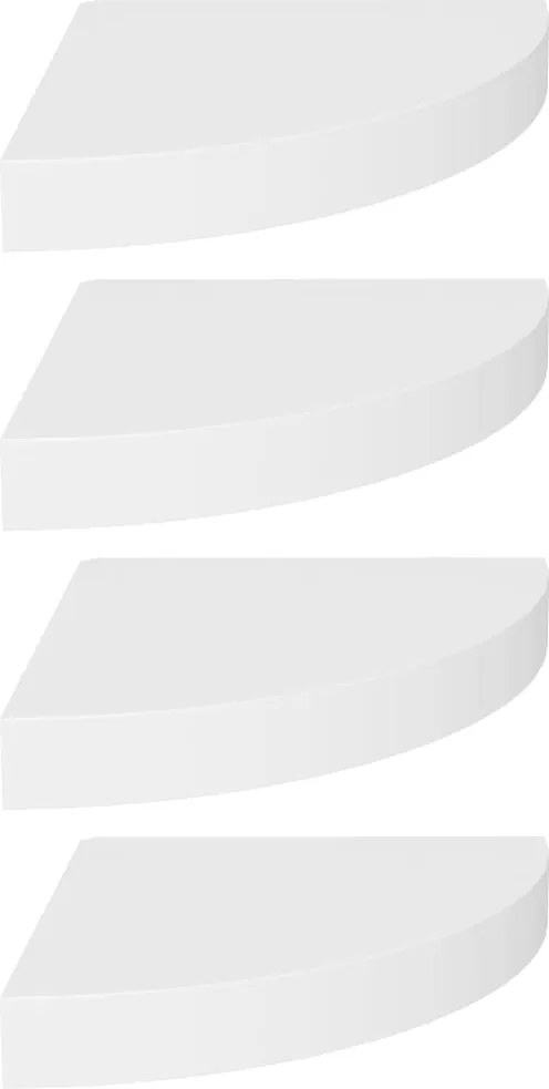 323897 vidaXL Окачени ъглови рафтове, 4 бр, бели, 25x25x3,8 см, МДФ