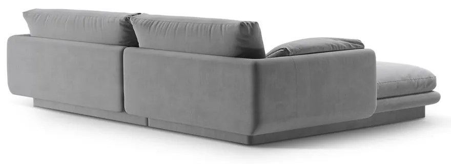 Светлосив кадифен ъглов диван (десен ъгъл) Torino – Micadoni