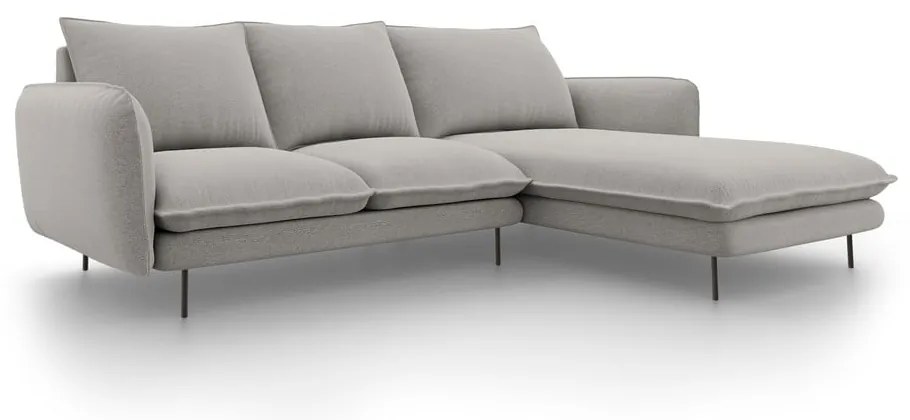 Светлосив ъглов диван, десен ъгъл Vienna - Cosmopolitan Design