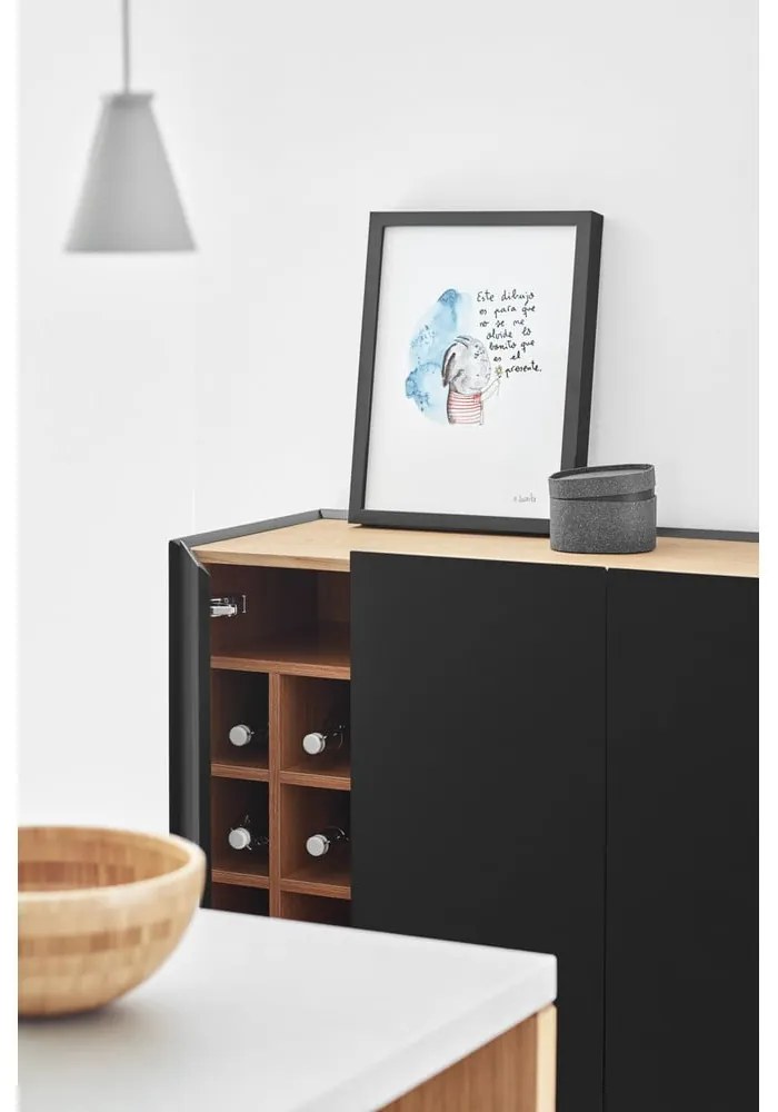 Черен висок скрин от декор от дъб 95x120 cm Arista – Teulat