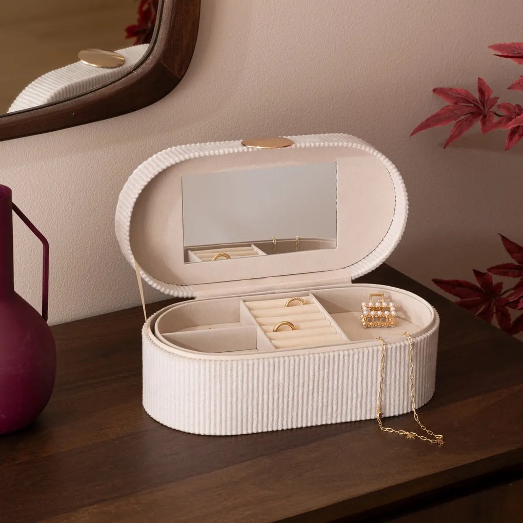 Кутия за съхранение atmosphera Enya, 25 cm, Велур - Зелен