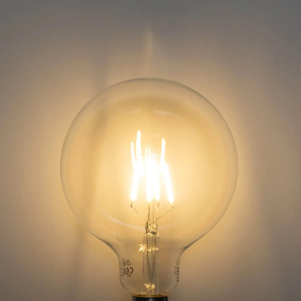 Комплект от 5 E27 димируеми LED крушки със спираловидна нажежаема жичка G125 4W 270 lm 2700K