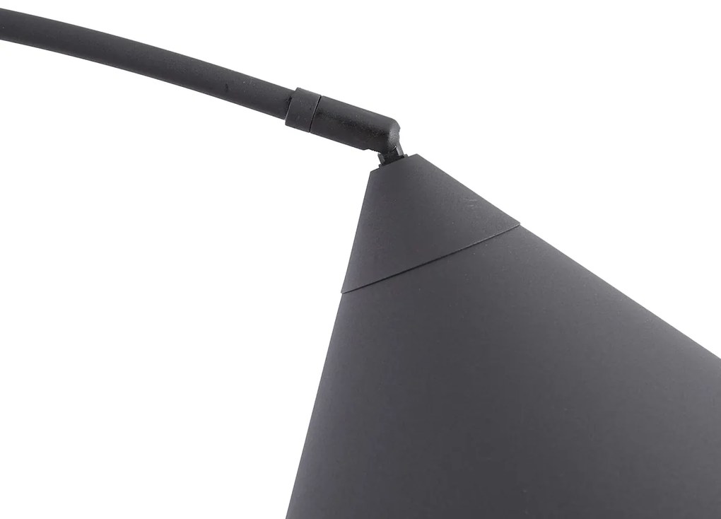 Ретро подова лампа черна с бял интериор - Triangolo