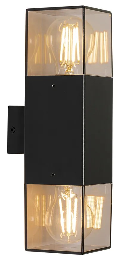 Външна стенна лампа черна с опушен абажур 2-светлина IP44 - Denmark