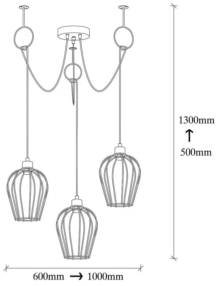 Черна висяща лампа за 3 крушки Tel Chain - Opviq lights