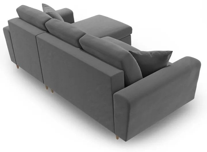 Светлосив кадифен разтегателен ъглов диван с място за съхранение Kyoto – Cosmopolitan Design