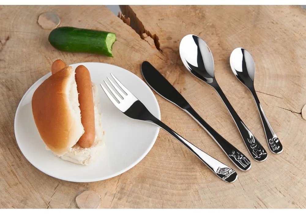 Детски прибори за хранене от неръждаема стомана в сребристо 4 бр. Forest Animals – Zilverstad