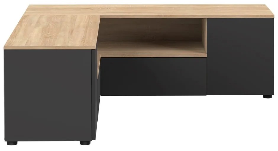 Масичка за телевизор с дъбов декор в черно и натурално 130x46 cm Angle - TemaHome