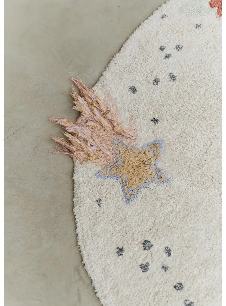 Кремаво ръчно изработено памучно детско килимче за игра подходящо за пране ø140 cm Interstellar Journey – Lorena Canals