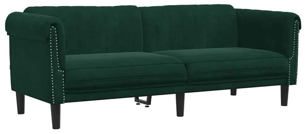 372587 vidaXL 3-местен диван, тъмнозелен, кадифе