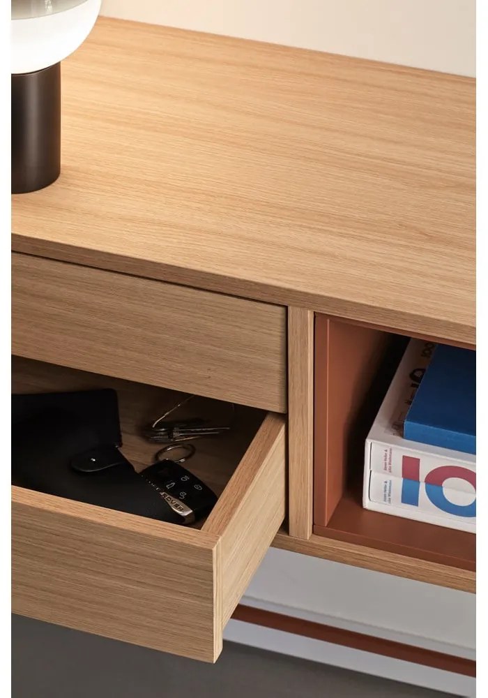 Конзолна маса в тухленочервено с дъбов фурнир Yoko - Teulat