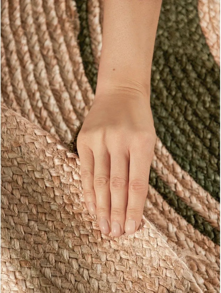 Двустранен/ръчно изработен ютен кръгъл килим в естествен цвят ø 150 cm Basil – Hanse Home