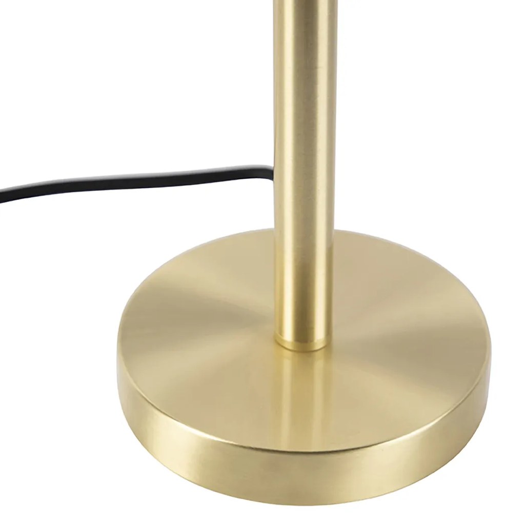 Класическа настолна лампа месинг със светлокафяв абажур 35 см - Simplo