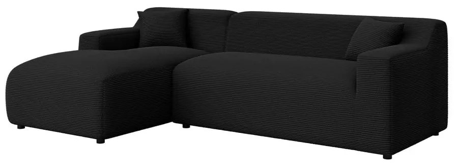 Черен ъглов диван от рипсено кадифе (ляв ъгъл) Martin – Ropez