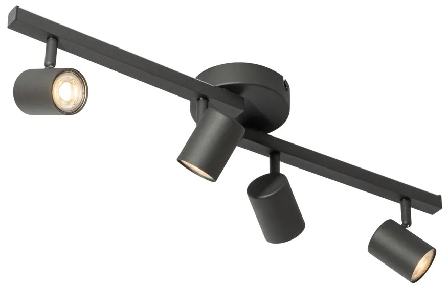 Таванен прожектор черен GU10 50mm 4-лампи с подсветка - Back Up